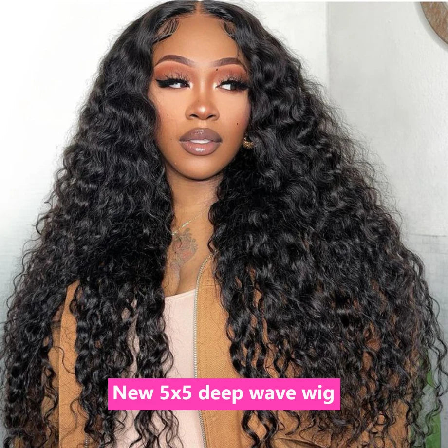 1-3 Days Fast Delivery 180 Density Wigs Human Hair 13x6 13x4 Transparent Lace Frontal Deep Wave Human Hair Wigs 5x5 Glueless Wig