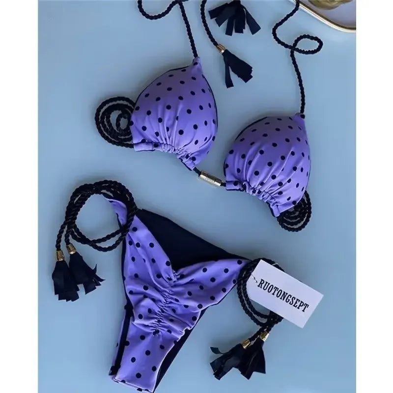 2024 Swimsuit Women's Bikini Print Rope Print Swimsuit