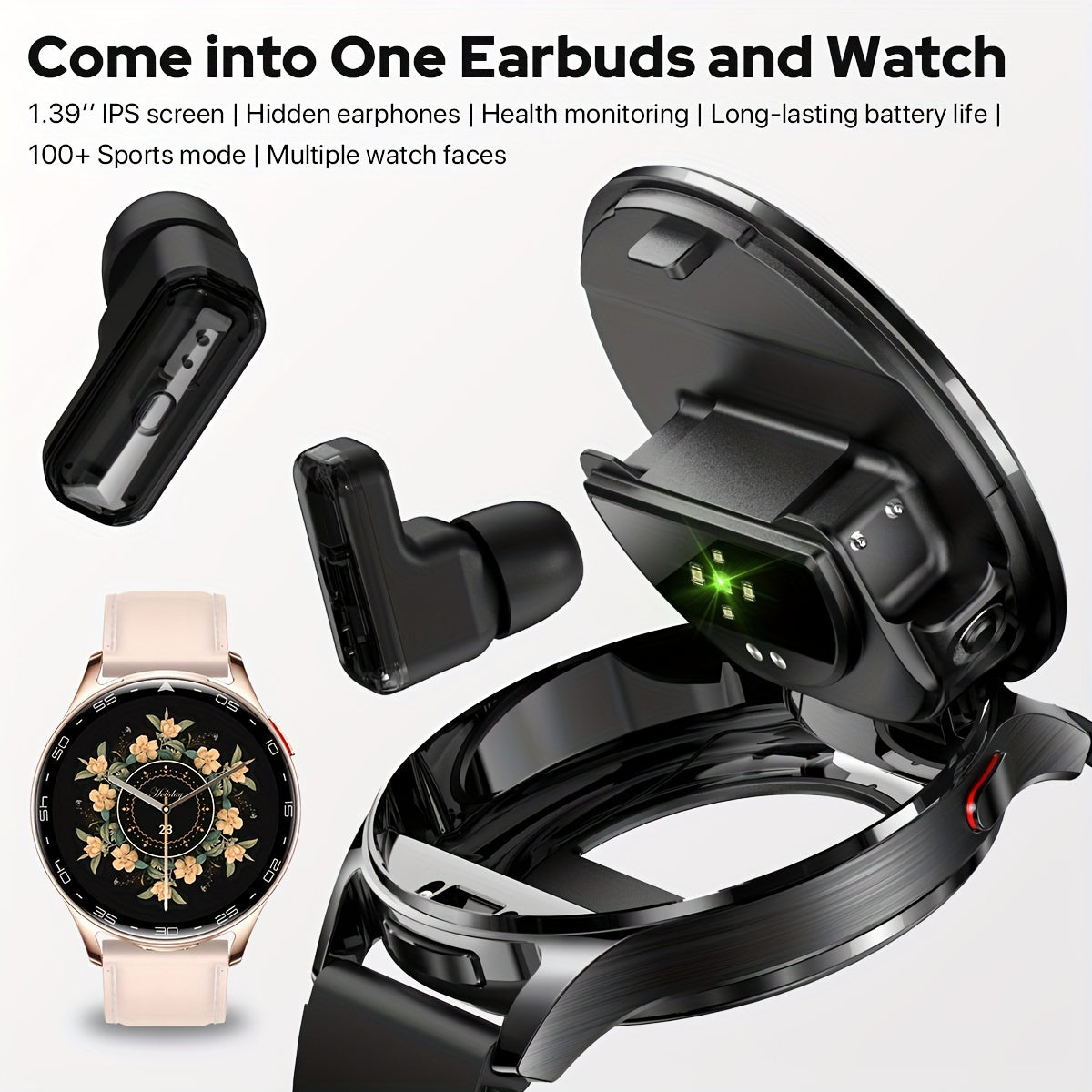 1.39" Full Touch Smart Watch for Women & Men - Wireless Calls, Remote Camera Control, Water Reminder, Message Alerts, Fitness Tracker with 100+ Sports Modes, Built-In Headphones, IP67, Black Silicone Band, Calorie Counter & P