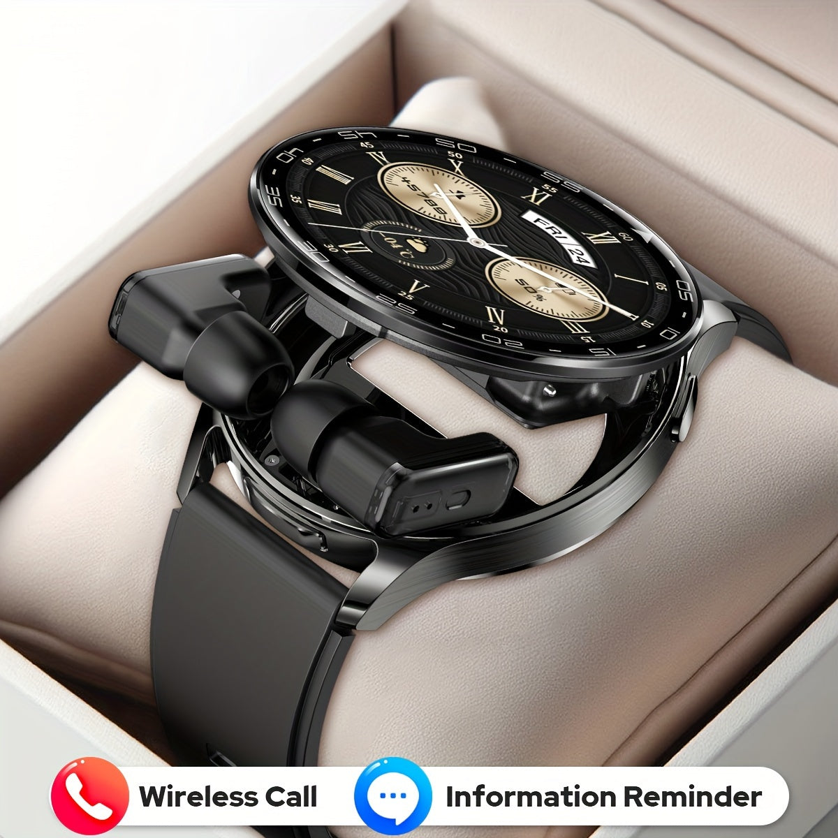 1.39" Full Touch Smart Watch for Women & Men - Wireless Calls, Remote Camera Control, Water Reminder, Message Alerts, Fitness Tracker with 100+ Sports Modes, Built-In Headphones, IP67, Black Silicone Band, Calorie Counter & P