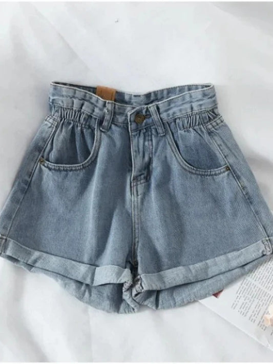 New Summer Korean Retro High-waist Loose Jeans Shorts Women Versatile Edge Casual Hot Pants Women Clothing Jeans