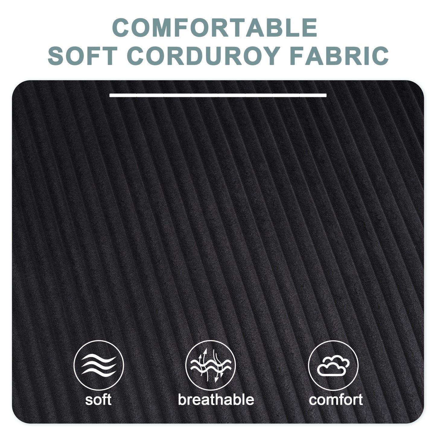 [Modern Loveseat Sofa] 2 Seater Modular Sectional Corduroy Loveseat Sofa Couch With Ottomans | Modern Cloud Sofas With Throw Pillows For Living Room, Corduroy Black, Loveseat With Ottoman