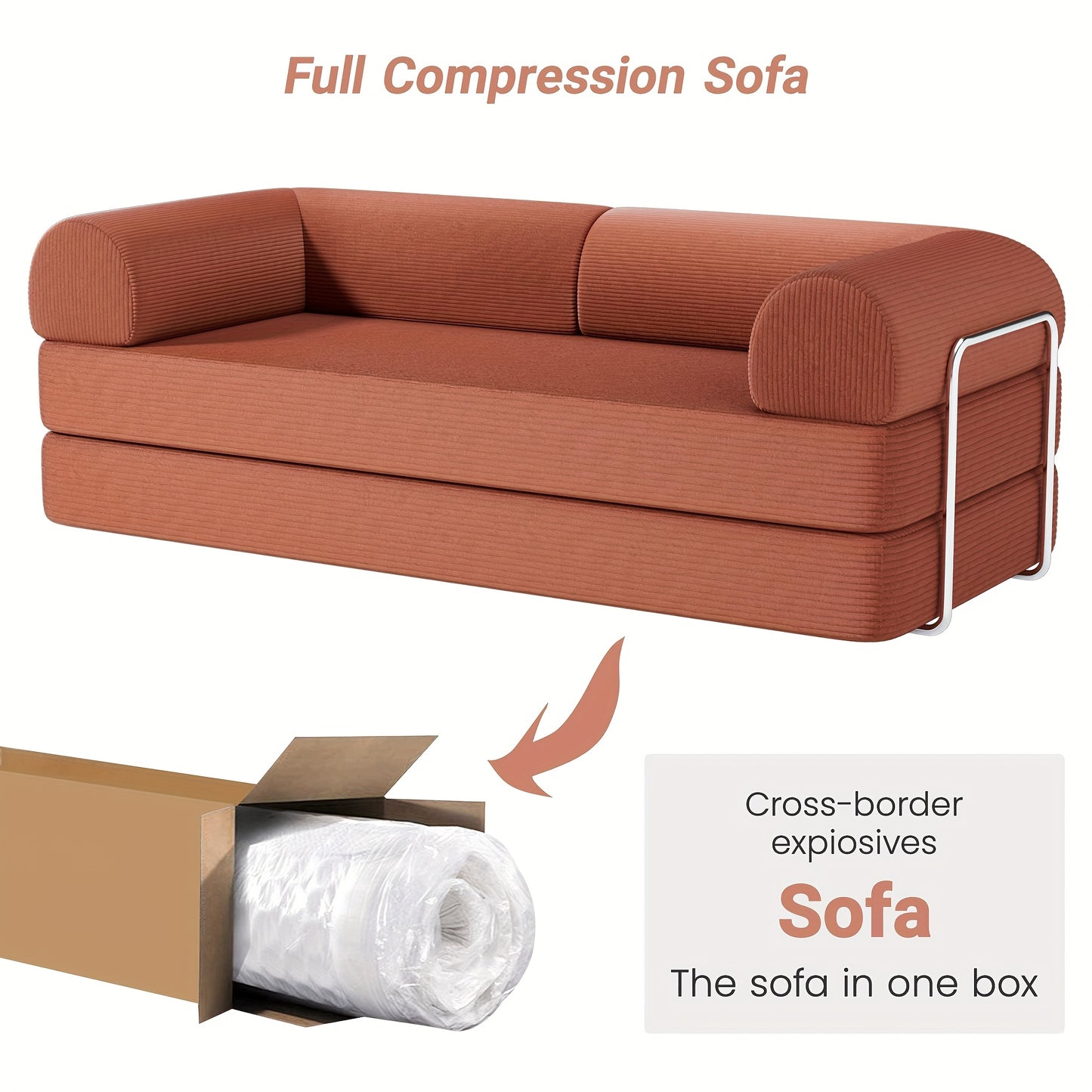 KERDOM 78" Convertible Corduroy Sleeper Sofa Bed - 3-Person Green Space-Saving Love Seat with Pull-Out Bed, High-Rebound Density Foam, Stainless Steel Frame & Spliced Block Design for Living Room, Apartments, Guest Sleeping S