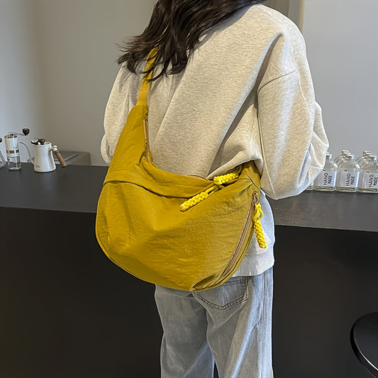 Large Capacity Tote Bag, Half-Moon Shoulder Bag, Single Shoulder Bag with Adjustable Shoulder Strap and Multiple Zipper Compartments, Suitable for Daily Use, Commuting, Shopping