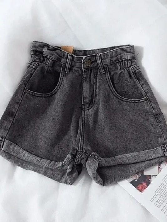 New Summer Korean Retro High-waist Loose Jeans Shorts Women Versatile Edge Casual Hot Pants Women Clothing Jeans
