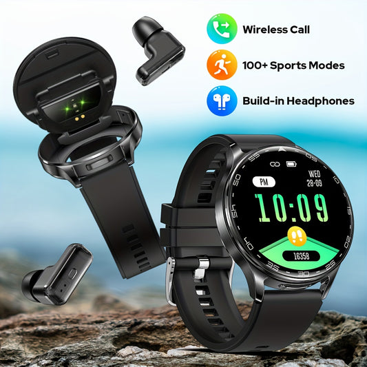 1.39" Full Touch Smart Watch for Women & Men - Wireless Calls, Remote Camera Control, Water Reminder, Message Alerts, Fitness Tracker with 100+ Sports Modes, Built-In Headphones, IP67, Black Silicone Band, Calorie Counter & P