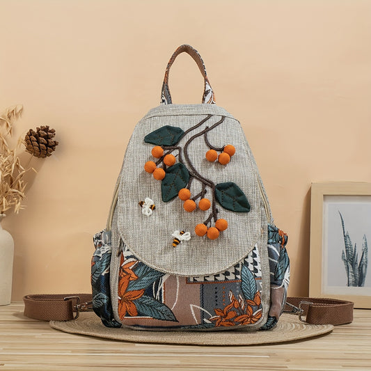 Vintage Bohemian Backpack Purse, Retro Ethnic Style Travel Daypack, Women's Boho School Knapsack (Lining Random)
