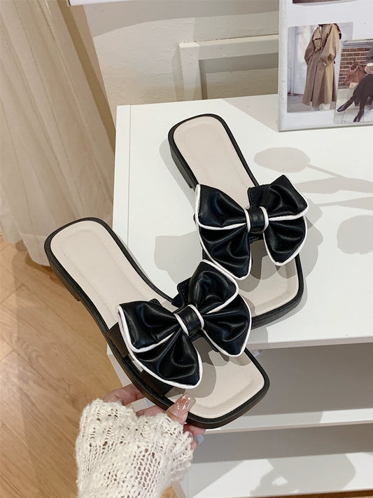 Thin Fashion Women's Summer Flat Bowknot Slippers