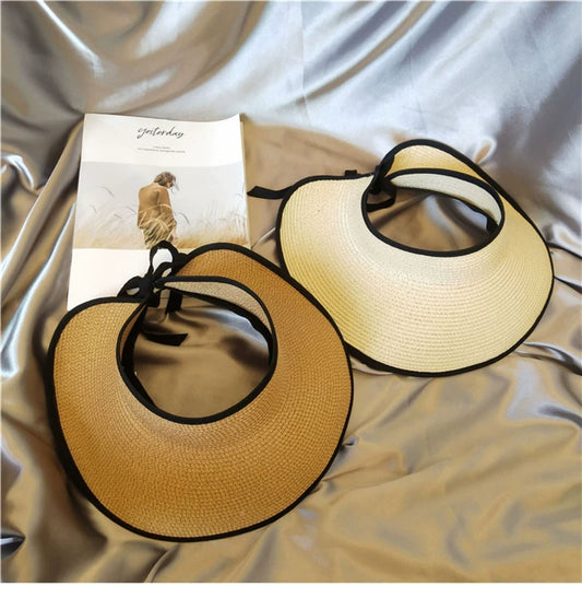 No Top Women's Seaside Fresh Style Foldable Sun-Shading Straw Hat