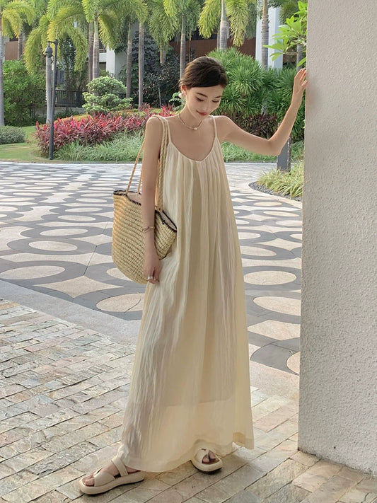 Loose Xishuangbanna Strap Beach Dress for Seaside Vacation