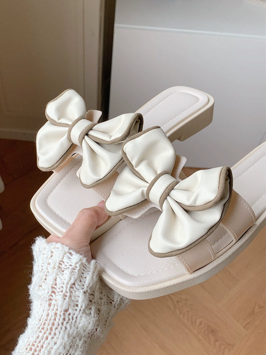 Thin Fashion Women's Summer Flat Bowknot Slippers