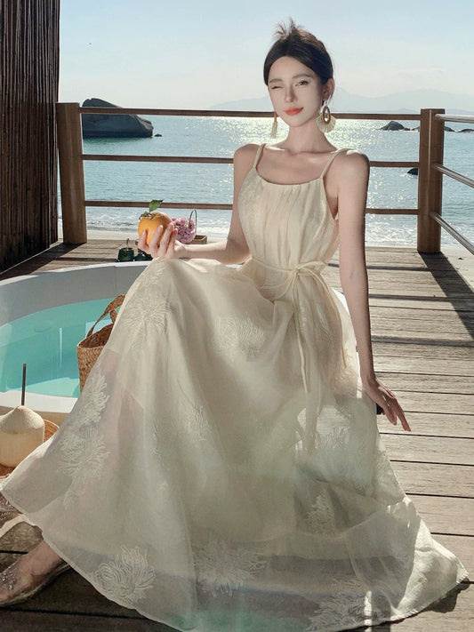 Design Sanya Travel Fairy Suspender Dress Photo Embroider
