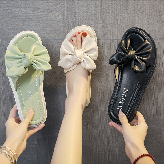 Thick Sole Fairy Style Seaside Holiday Bow Slippers