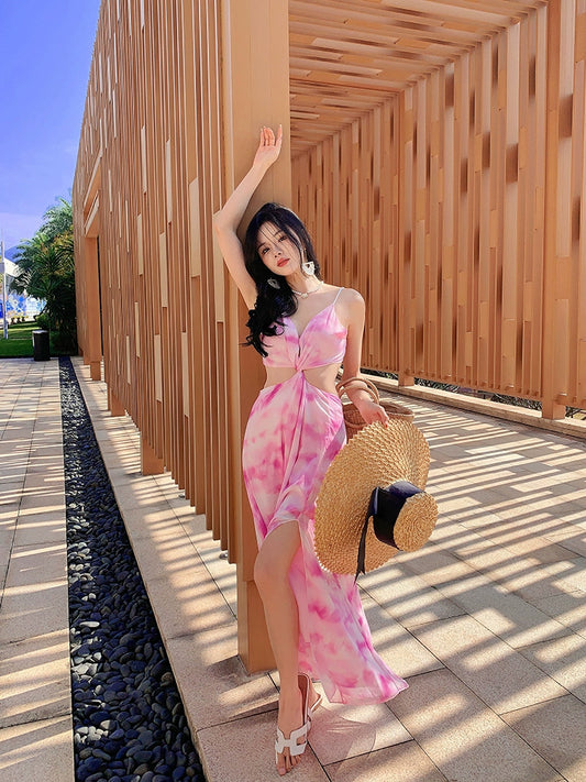 Sexy Sanya Thailand Travel Chiffon Sling Dress