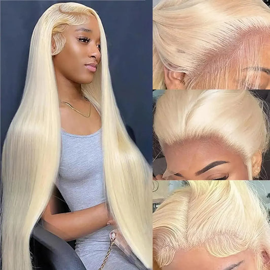 HD Transparent 13x4 13x6 Full Frontal Lace 613 Blonde Colored Straight Human Hair Wigs Lace Front Wigs For Women 34 36 Inch