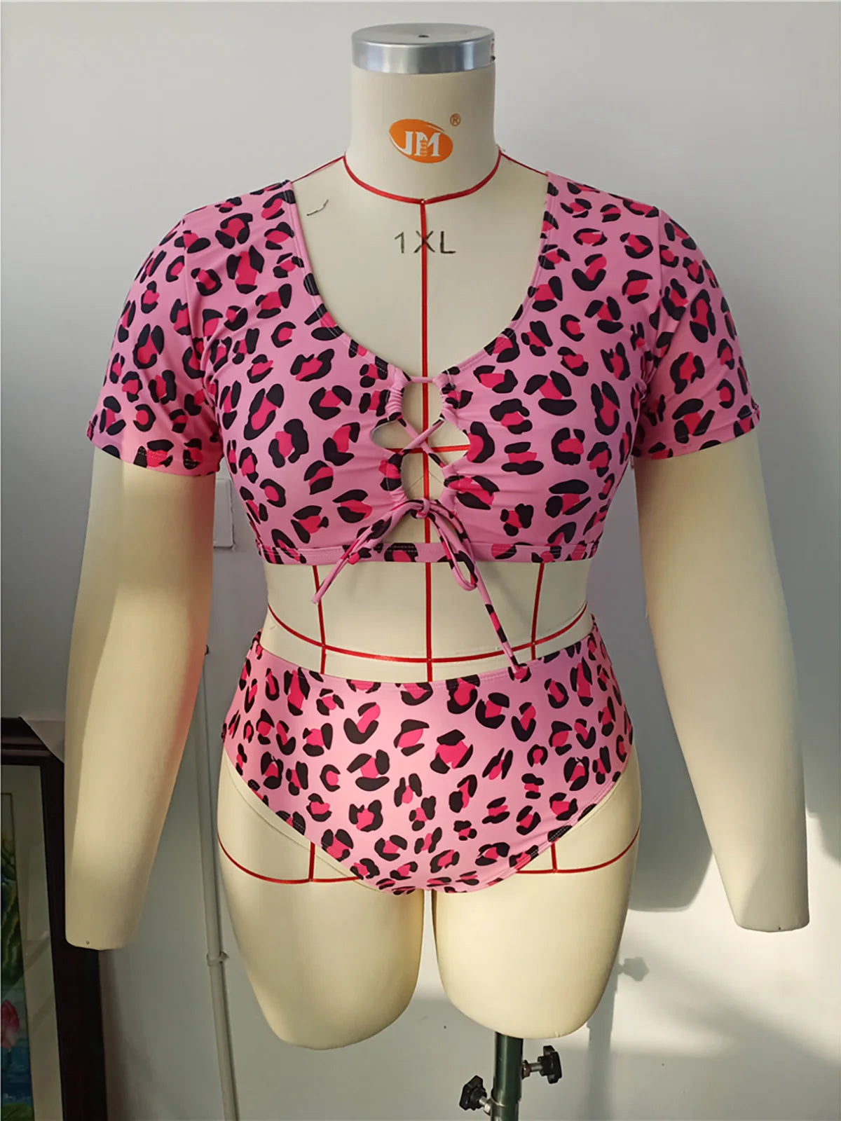 0XL - 4XL New Leopard Bikini Plus Size Large Size Swimwear Women Swimsuit Female Two-pieces Bikini set Bather Bathing Suit K6652