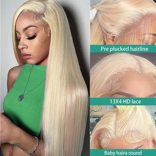 13x6 HD Lace Wig 613 Honey Blonde Bone Straight Frontal Human Hair 200 Density Wig Transparent Lace Front Wigs For Women