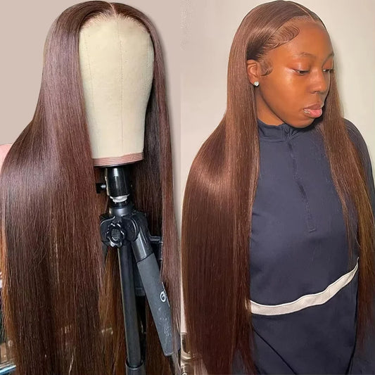 Varlea 200% Density Chocolate Brown 13x6 Human Hair Wigs Hd Lace 13x4 Lace Frontal Bone Straight Human Hair Wigs Brazilian Hair