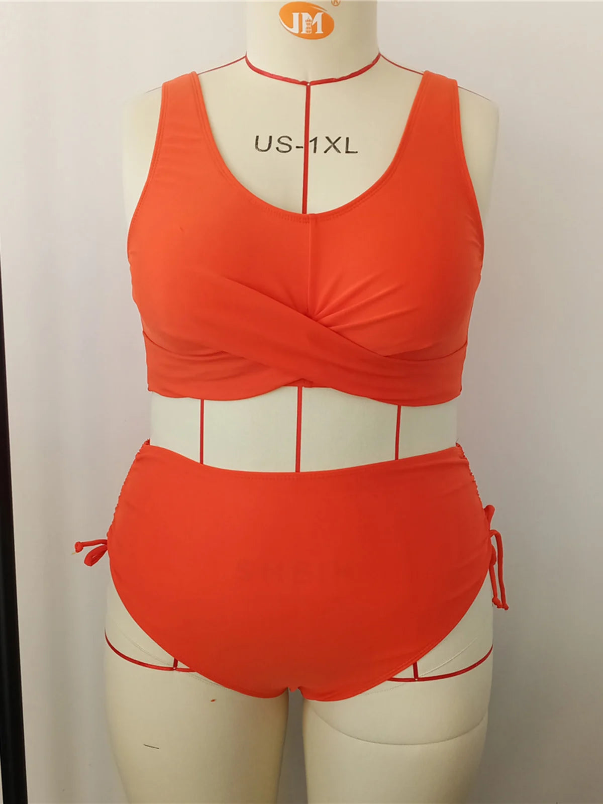 0XL - 4XL Orange Bikini Large Size Swimwear Plus Size Women Swimsuit Female Two-pieces Bikini set Bather Bathing Suit Swim K6679