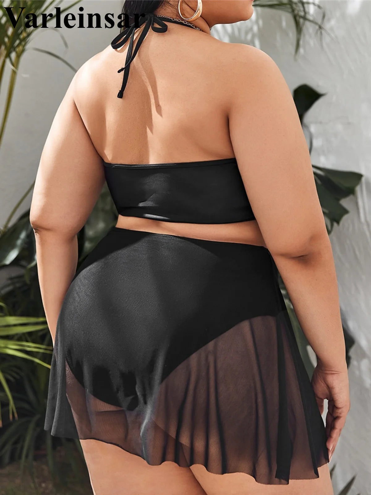 0XL - 4XL Halter Bikini Large Size Swimwear Plus Size Women Swimsuit Female Two-pieces Bikini set Bather Bathing Suit Swim V6701