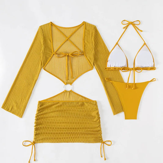 New Sexy Bikinis Female Swimsuits Women Three-Piece Swimwear Beach Swimming Wear Bathing Suits Brazilian Bikini Set Pool Bather