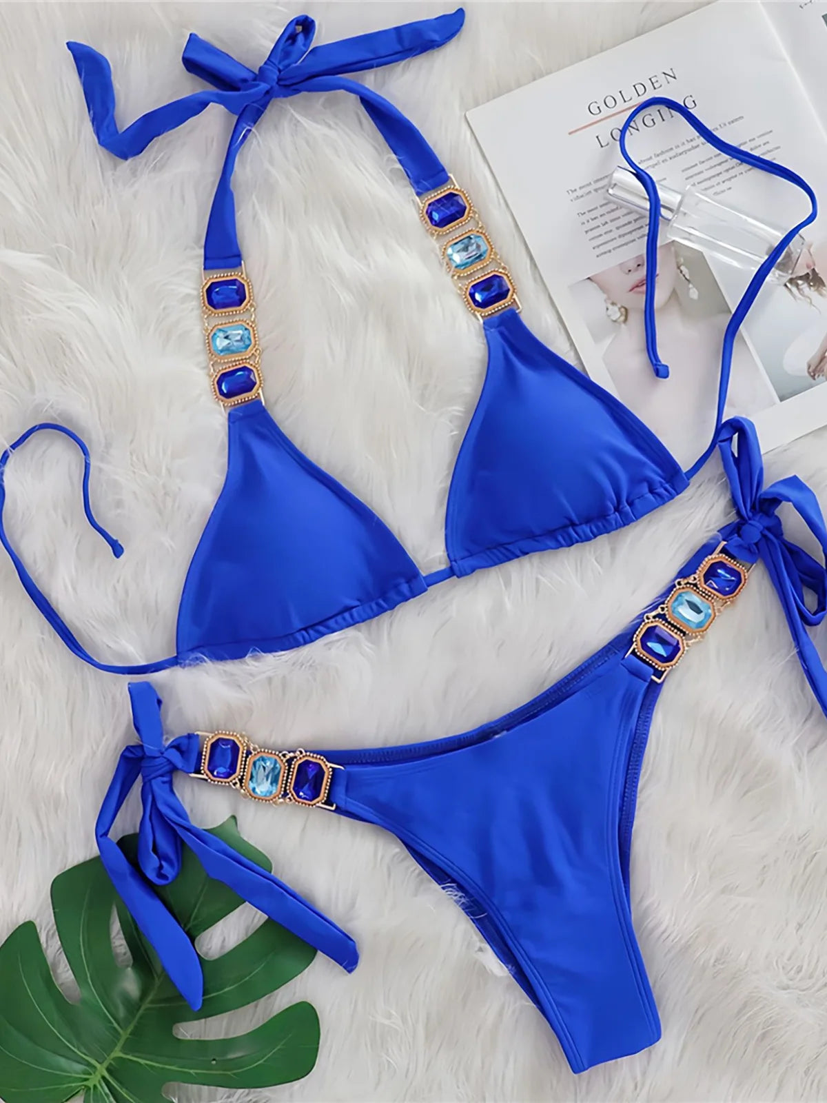 10 Colors Diamond Rhinestones Halter Bikini Women Swimwear Female Swimsuit Two-pieces Bikini set Bather Bathing Suit Swim V6194