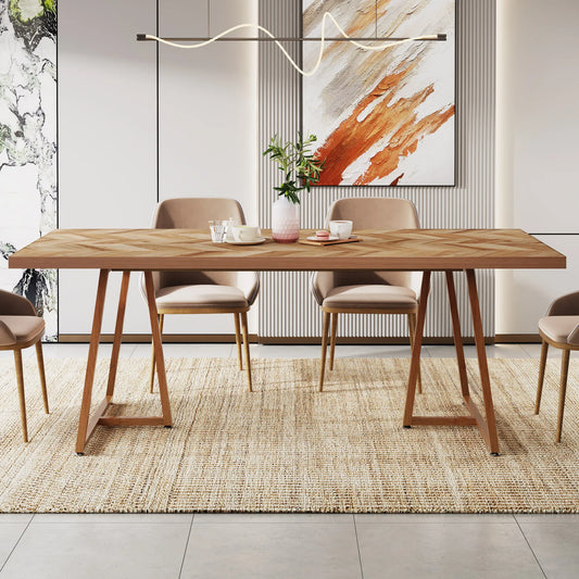 Tribesigns Farmhouse Dining Table for 6 to 8, 70.9 Inch Rectangular Wood Kitchen Table with Heavy Duty Wooden Legs