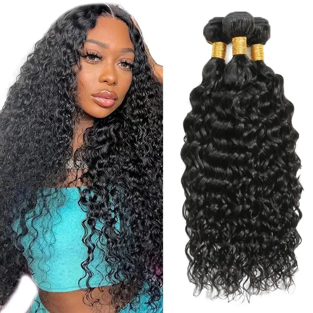 1/3/4 Bundles  Deep Wave Hair 100% Human Hair Bundles Unprocessed Human Hair Extensions Deep Wave Bundles Natural Black Women
