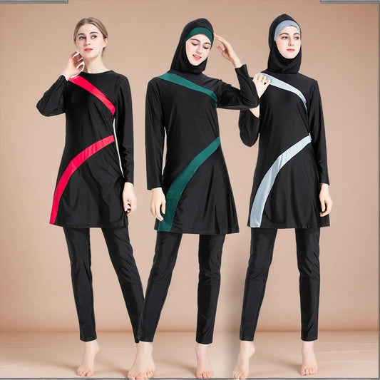 Conservative Muslim Swimsuit Hui People Modesty Designed Women's Beachwear Full Coverage Pool Suit Traditional Cultural Swimwear