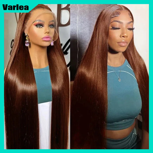 Varlea 200% Density Chocolate Brown 13x6 Human Hair Wigs Hd Lace 13x4 Lace Frontal Bone Straight Human Hair Wigs Brazilian Hair