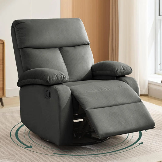 Swivel Rocker Recliner for Adults, Rocking Small Recliner Chair for Small Spaces,Grey