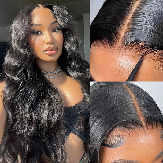 Body Wave Glueless Wigs Ready To Wear Human Hair Pre Plucked Wear and Go Density 5x5 Body Wave HD Lace Closure Wigs For Women