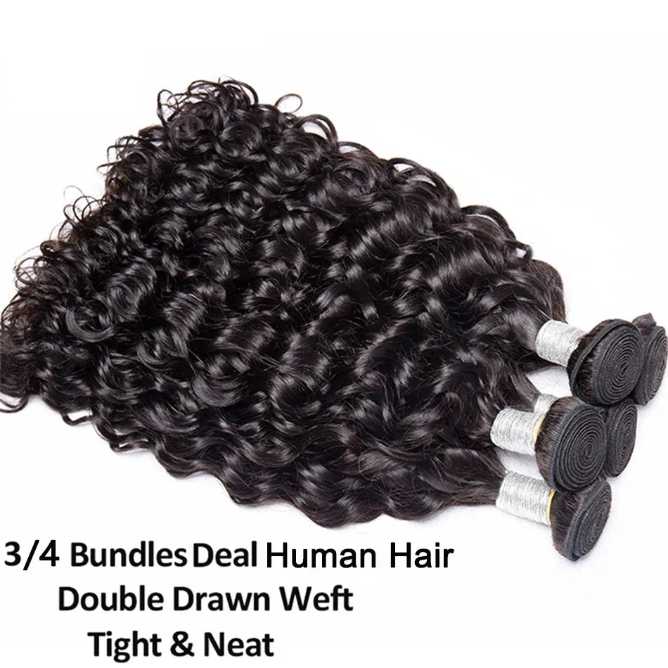 1/3/4 Bundles  Deep Wave Hair 100% Human Hair Bundles Unprocessed Human Hair Extensions Deep Wave Bundles Natural Black Women