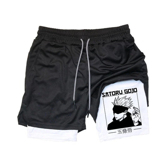 2025 Y2K Anime Double Layer Sports Shorts - Officially Licensed Quick-Dry Breathable Shorts for Cosplay, Gym & Daily Wear