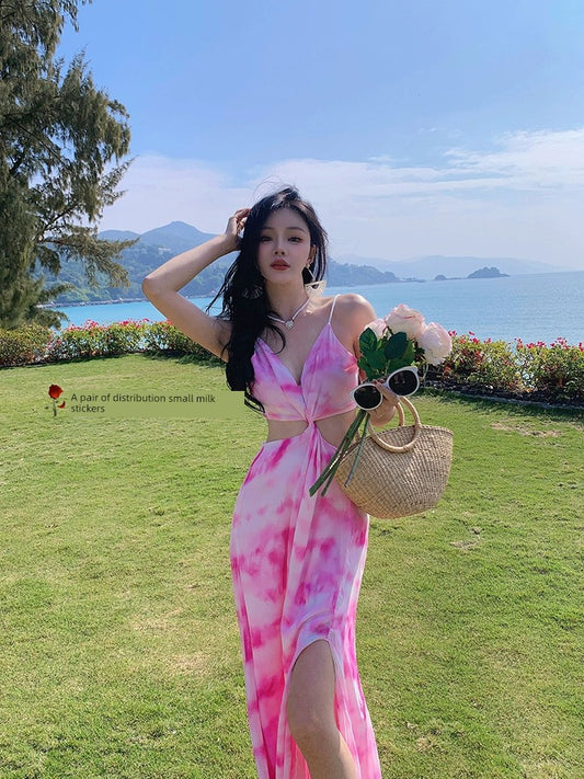 Sexy Sanya Thailand Travel Chiffon Sling Dress