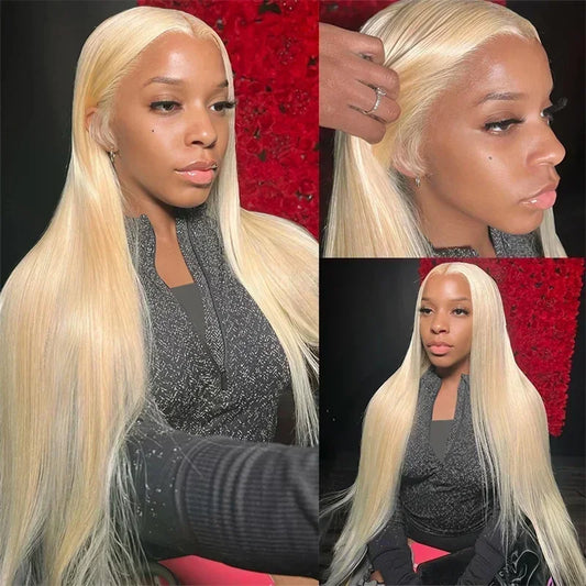 HD Transparent 13x4 13x6 Full Frontal Lace 613 Blonde Colored Straight Human Hair Wigs Lace Front Wigs For Women 34 36 Inch