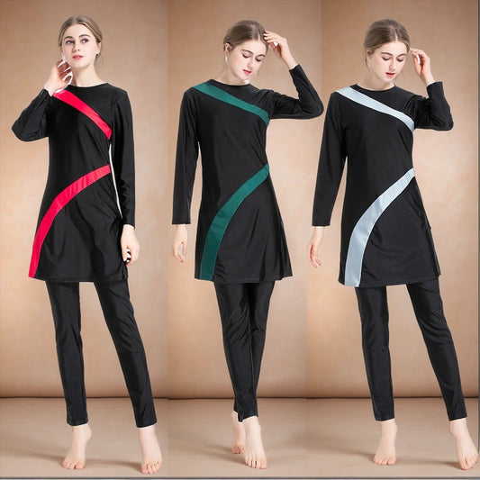 Conservative Muslim Swimsuit Hui People Modesty Designed Women's Beachwear Full Coverage Pool Suit Traditional Cultural Swimwear