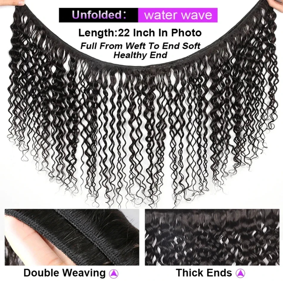 1/3/4 Bundles  Deep Wave Hair 100% Human Hair Bundles Unprocessed Human Hair Extensions Deep Wave Bundles Natural Black Women
