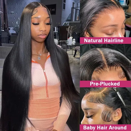 50 Inch 13x6 Black Straight Lace Front Wig 13x4 Lace Front Human Hair Wigs For Women 13x4 Lace Frontal Wig Brazilian Hair Wigs
