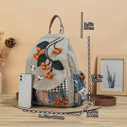 Vintage Bohemian Backpack Purse, Retro Ethnic Style Travel Daypack, Women's Boho School Knapsack (Lining Random)